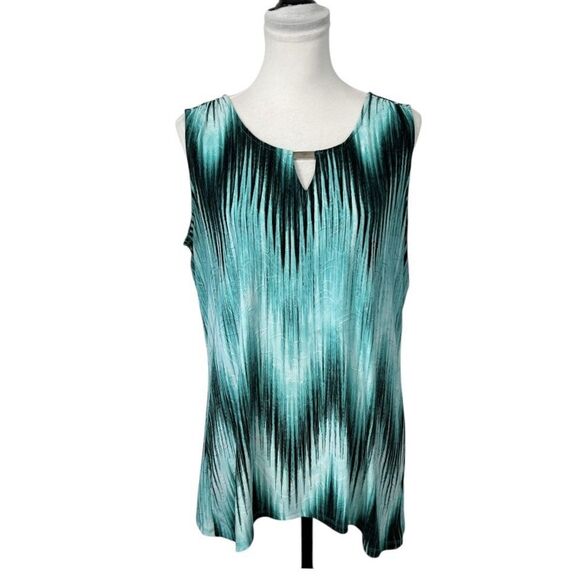 Notations Blouse Size L Green & Black Textured Layering Sleeveless Pullover Top - Picture 7 of 10